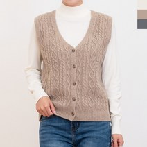 여자빈스조끼 상의 여성 니트 가을 겨울 옆트임조끼 꽈배기 단추조끼