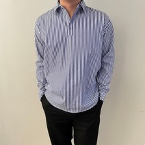 남자 스트라이프 셔츠 오픈카라 줄무늬 남방 오버핏 출근룩