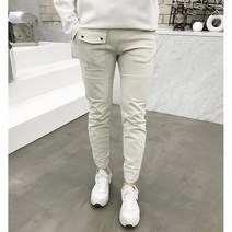 용된다 남자 언발포켓 절개 스판 밴딩 면바지