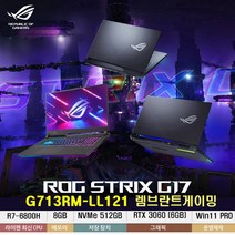 ( 당일배송) ASUS ROG G713RM-LL121 렘브란트게이밍노트북 R7-6800H/8GB/512GB/Win11Pro/WQHD/주사율240Hz/17 3인치, WIN11 Pro, 8GB, 512GB, 라이젠7 6800H, 이클립스 그레이