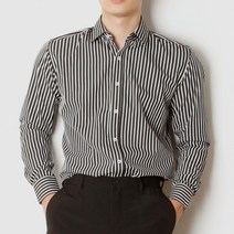 블랙 스트라이프 긴팔 드레스셔츠