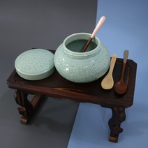 청자운학 밀폐단지500g 소금단지 항아리, 청자운학밀폐단지500g
