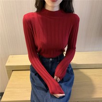 스웨터 이너셔츠 반 폴라넥 여성 봄가을 이너웨어 슬림 얇은 스키니핏 니트 위에 있다 옷 긴 소매 트렌드 2579083411