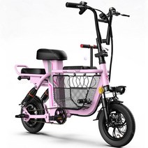 daibot electric scooter with seat 12 inch 48v 350w 두 바퀴 전기 자전거 이동식 배터리 휴대용 전기 자전거, 핑크 15ah 60km