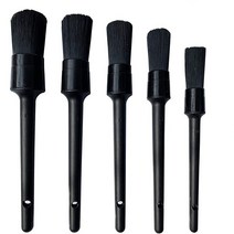 크롬휠복원 크롬붓페인트 휠브러시 자동차 청소 키트 길고 부드러운 타이어 및 5 가지 크기의 돼지털 합성, [03] black  5PCS