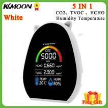 공기질측정기 다기능 5in1 co2 meter 디지털 온도 습도 테스터 이산화탄소 공기, 1-흰색 5 in 1