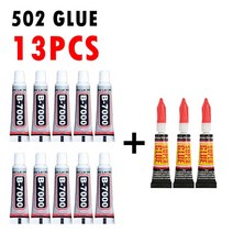 22p B7000 502 액체 슈퍼 접착제 다이아몬드 보석 금속 강한 접착 가죽 터치 스크린 Diy 수리 시아 노 아크릴 레이트, [01] 13pcs