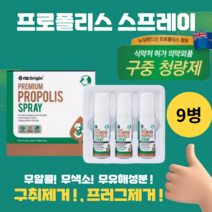 휴대용 구강 악취제거 프러그 구취 입냄새 제거 뉴질랜드 산 플로폴리스 프로폴리스 원액 추출물 스프레이 플로폴리스 구강 세정제 청결제 식 약 처 허 가 의 약 외 품, 3박스x9병