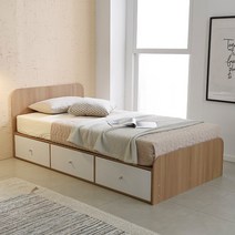 마스터 수납 슈퍼싱글 사이즈 침대 프레임 매트리스, 2_4.마스터 3서랍 슈퍼싱글침대(헤드형)_아카시아