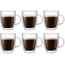 보덤 Bodum 비스트로 커피 더블 월 머그 클리어 295ml 6개 세트, 더블 월 머그컵 6개