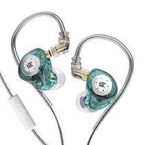 KZ 휴대 전화 유선 이어폰 실행 3.5mm 인이어 분리형 헤드셋 인체 공학적 MP3 HiFi 헤드폰 L 자형 커넥터, Cyan No MIC