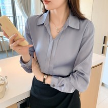 어라운드24 여성 셔츠 블라우스 오피스 긴팔 무지 쉬폰 기본