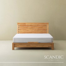 [스칸딕] 침대의 정석 번드 원목 통깔판 슈퍼싱글(SS)평상형 + 서포트 하이탑 매트리스 포함, 라이트 내츄럴