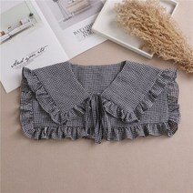 빅카라 봄 블라우스 셔츠 여성 분리형 라펠 카라 귀여운 프릴 레이스 로 하프 액세서리