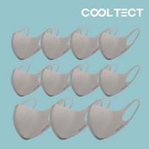 쿨텍트 냉감 은나노 항균 3D 입체 손세탁용 연예인 쿨마스크 1색블랙 2색그레이 3색화이트, 10팩, 2색