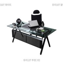 TS11 강화유리책상 사무실 컴퓨터책상 1800x800 철제 컴퓨터 사무용 게이밍 데스크, 12T 투명그린