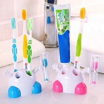 모래시계 칫솔꽂이 욕실 양치 거치대 세트 걸이 보관함 유치원 통, 2-모래칫솔꽂이-블루