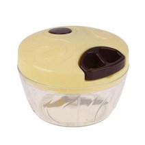 혼합기 500ML 핸드 블렌더 수동 고기 분쇄기 파워 푸드 쵸퍼 민서 믹서 블렌더 고기 과일 야채 견과류 슈레더 절단, YELLOW