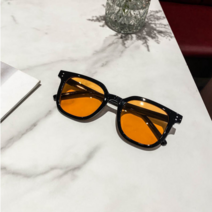 근시 선글라스와 새해 새로운 사각 간단한 두꺼운 프레임 선글라스 갈색 노란색 반 남녀 유행 복고풍