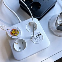 러그박스 큐브 사각 USB 2포트 멀티탭 3구 이지콕플러그 납작플러그 디자인 멀티탭, 사각 (화이트) 1.4M 이지콕플러그
