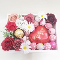 영하우스 화이트데이선물 화이트데이사탕 화이트데이꽃 화이트데이선물세트 발렌타인 화이트데이 하트풍선 사탕 플라워박스, 1개