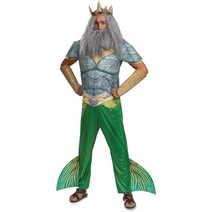 킹 트리톤 디럭스 인어공주 영화 팬시 드레스 업 할로윈 어른 의상 49769, XL (42-46)