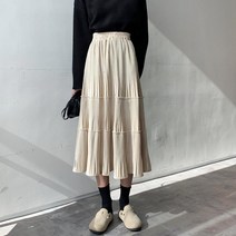 스웨이드 주름 캉캉 스커트