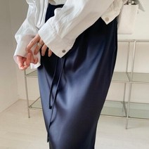 새틴스커트 밴딩 실키 실크 롱 스커트