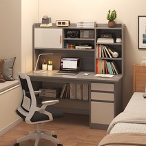 컴퓨터 책상 노트북 책장 독서실 책상 책꽂이 원룸, 단일도어 이중 서랍 그레이 120x40x142