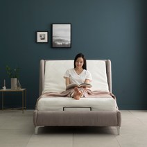 장인가구 체이스 모션베드 슈퍼싱글침대 라텍스매트, 라이트그레이