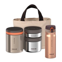 키친아트 라팔 골드메탈 보온도시락 세트, 1080+텀블러 350ml