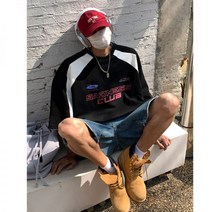 레이싱 팀복 박시 티셔츠 오토바이 힙합 루즈핏 프랑스 스타일 커플 드레스 여름 국가 트렌드 라글란 슬리브 히트 컬러 슈트 반팔 프린트 탑 남성