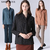 쉬즈미스 [쉬즈미스] 에반 타이넥 도트 블라우스