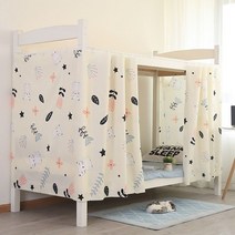 SKANDSALO 기숙사 2층침대 암막커튼 숙면 필수 완소템 항공배송, 공작 블루 천 사슴 2 조각 + 상단