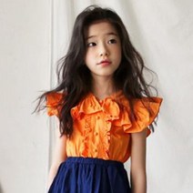 해외직구 2020 소녀를위한 중순 롱 레드 블루 스커트 십대 스커트 소녀 키즈 엄마와 딸 의류 봄 여름 가을 학교 옷, 17, 주황색