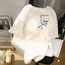 봄여름 반팔 프린트 티셔츠 네 가지 원단 순면 가방 뒷넥 틱톡 퀄리티