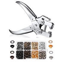 3/16 인치 그로멧 구멍 플러리 세트 아이 틀 홀 펀치 펜치 그로밋 손으로 프레스 플라이어 200 개 of Grommets Eyelets, 하나, 보여진 바와 같이