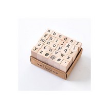 다이어리스탬프 세트 우드 다이어리꾸미기 다꾸 빈티지 알파벳 숫자, 소문자 1x1cm 30매