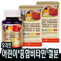 츄어블 철분제 씹어먹는 종합비타민 어린이 초등학생 다리떨림 숨이찰때 헤모글로빈 약 6개월분 (2병)