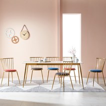 브라보가구 알리사 6인용 세라믹 식탁 1800 + 왕관의자 6, 다크그레이 6p