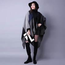 도브그레이 고급 컬러 배색 바이미 숄 소개팅 남성코디 포인트룩 방한용품 어깨니트 망토 겨울패션