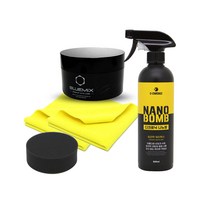 블루믹스 티타니아 카나우바 왁스 6GEN 150g 자동차 고체 왁스 광택 코팅제 + 패드 타월, A-4 티타니아 50g 유리막코팅 세트