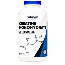 뉴트리코스트 크레아틴 모노하이드레이트 3000mg 500캡슐 500정, 180 카운트(1개 팩), 1개