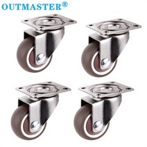 1/1.25/1.5/2 인치 4 Pack 로우 프로파일 캐스터 바퀴 소프트 고무 회전 360 학위 탑 플레이트 브레이크 8 종류, [04] 2 inch, [02] Universal wheel