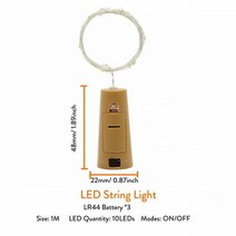 9 가지 색상 123510M LED 스트링 라이트 코르크 패어리 화환 휴일 램프 USB배터리 전원 크리스마스 새해 장식, 1M by LR44 Battery_Multicolor