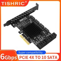 TISHRIC PCIE E SATA 4X 1X-2/6/10 포트 3.0 컨트롤러 익스프레스 멀티플라이어 확장 카드 6Gbps 라이저에, 4x 10 sata