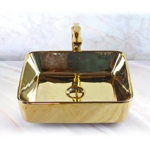 BA-2009 골드 세면기 골드탑볼, 세면기+P트랩+유리볼골드폽업+앵글밸브2개, 1개