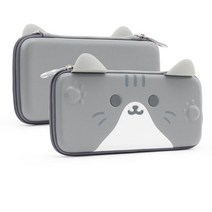 닌텐도 스위치 악세사리 용품 / Nintendo Swich OLED / ED, <B04-3>긱쉐어 고양이파우치(그레이)
