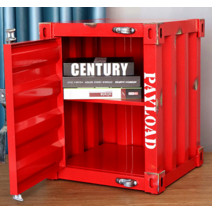 일룸수납장 컨테이너캐비닛 빈티지 금고디자인 서랍장, 밝은 파란색 왼쪽 문