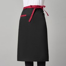 폴리에스테르+면 혼방 소재 심플 롱 허리 앞치마 깊이감 있는 포켓 포함, 레드